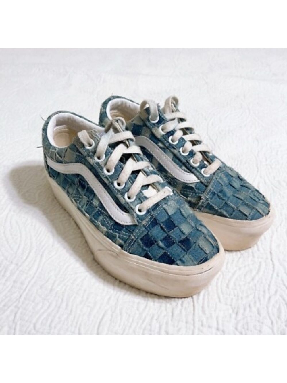 Vans Old Skool Stacked Platforms Woven Denim/Multi WMNS sneakers US 8